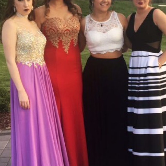 Red/ Gold Prom Dress - Picture 3 of 4